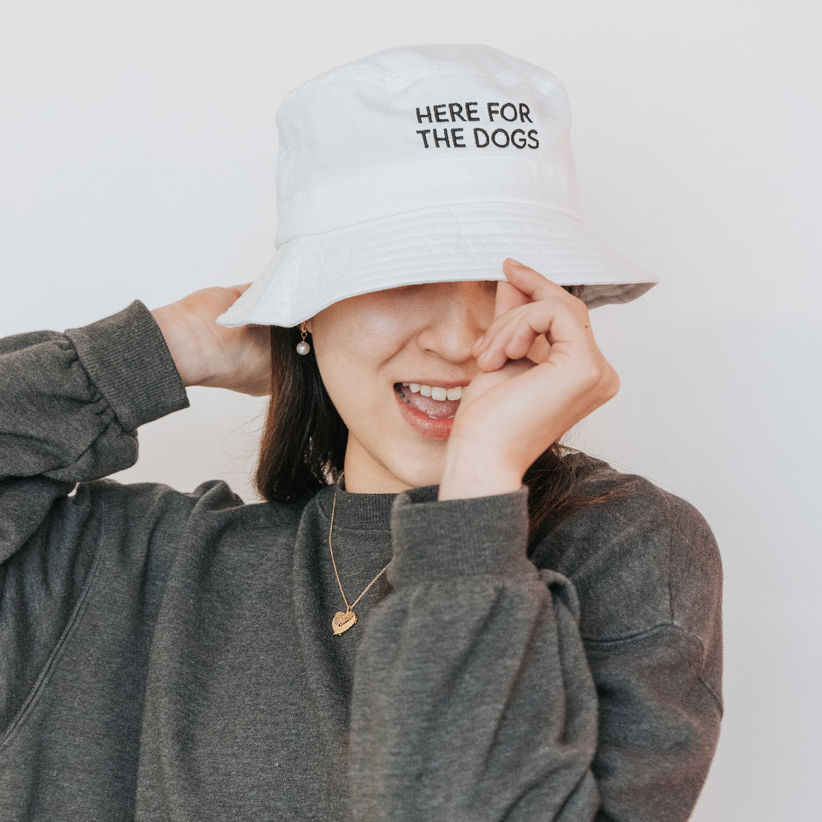 Human Bucket Hat - Here for the dogs