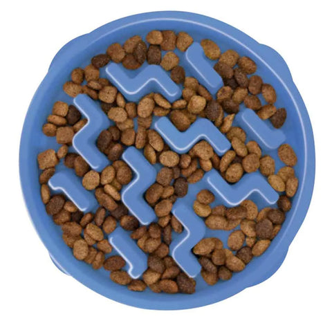 Fun Feeder Slo Bowl Dog Feeder Blue Large